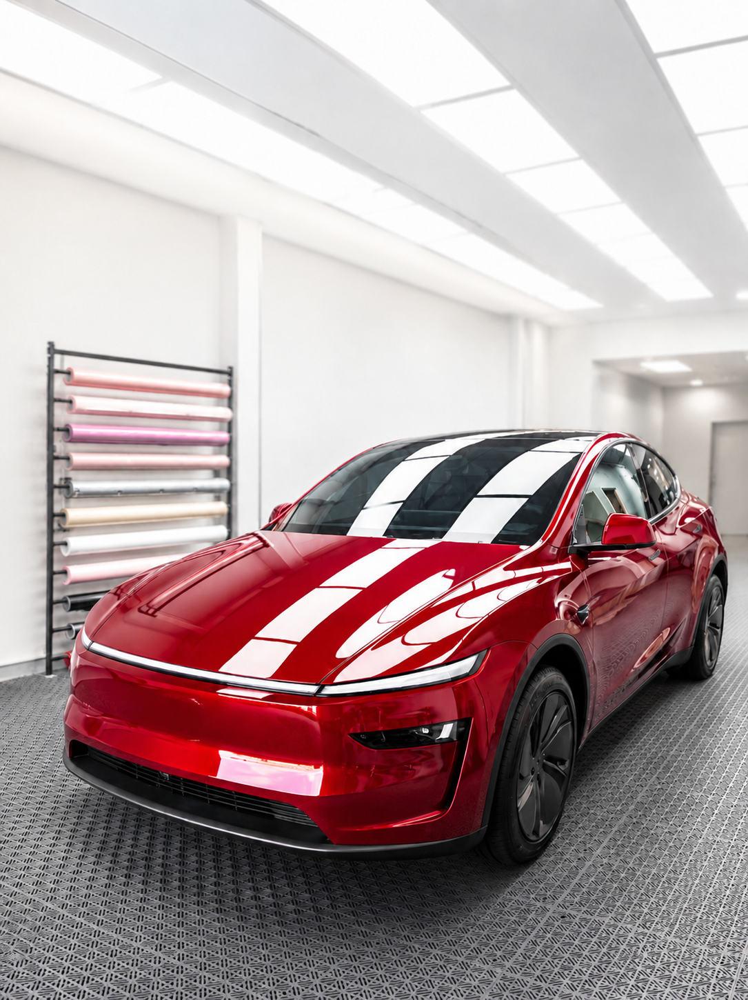 Paint protection film being applied to a vehicle at YG Auto Studio in Fremont, CA